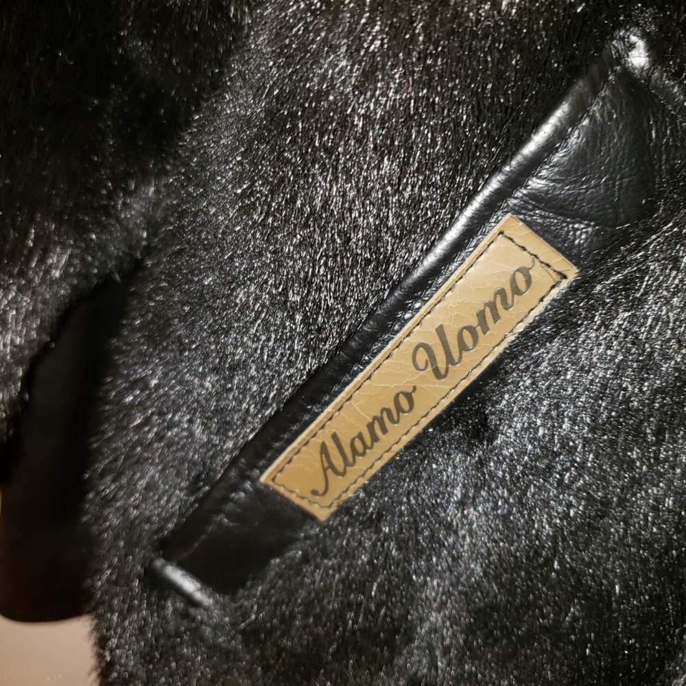 Reversible genuine leather faux fur hooded coat - Picture 4 of 5